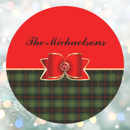 Elegant Pset en Jeweled Bow met naam Ronde Sticker