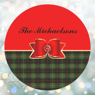 Elegant Pset en Jeweled Bow met naam Ronde Sticker