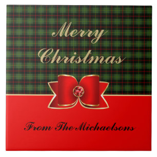 Elegant Pset en Jeweled Bow met naam Tegeltje