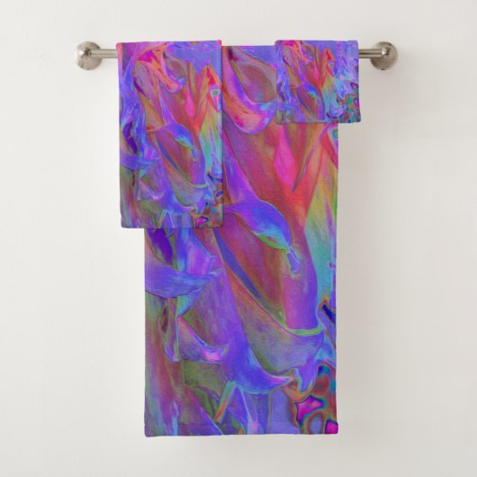 Elegant Psychedelic Decorative Dahlia Flower Bad Handdoek (Insitu)