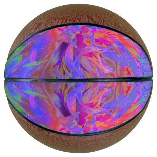 Elegant Psychedelic Decorative Dahlia Flower Basketbal (Voorkant)