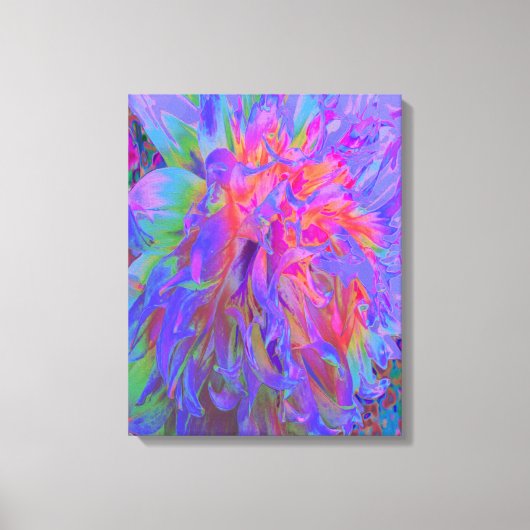 Elegant Psychedelic Decorative Dahlia Flower Canvas Afdruk (Voorkant)