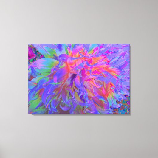 Elegant Psychedelic Decorative Dahlia Flower Canvas Afdruk (Voorkant)