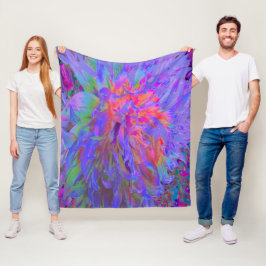 Elegant Psychedelic Decorative Dahlia Flower Fleece Deken