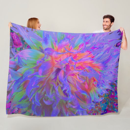 Elegant Psychedelic Decorative Dahlia Flower Fleece Deken (In situ)