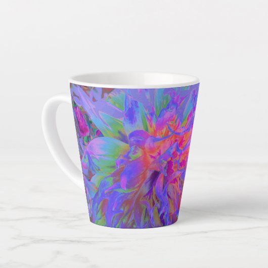 Elegant Psychedelic Decorative Dahlia Flower Latte Mok (Linkerhoek)