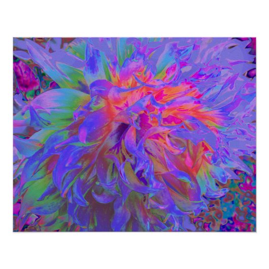 Elegant Psychedelic Decorative Dahlia Flower Perfect Poster (Voorkant)