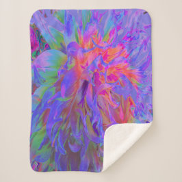 Elegant Psychedelic Decorative Dahlia Flower Sherpa Deken