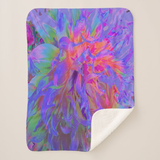 Elegant Psychedelic Decorative Dahlia Flower Sherpa Deken (Voorkant)