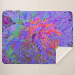 Elegant Psychedelic Decorative Dahlia Flower Sherpa Deken