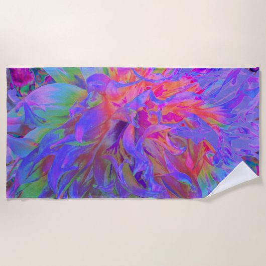 Elegant Psychedelic Decorative Dahlia Flower Strandlaken (Voorkant)