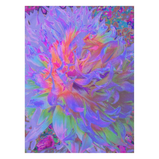 Elegant Psychedelic Decorative Dahlia Flower Tafelkleed (Voorkant)