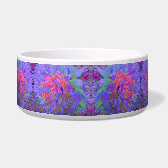 Elegant Psychedelic Decorative Dahlia Flower Voerbakje (Rechts)