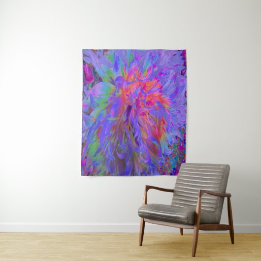 Elegant Psychedelic Decorative Dahlia Flower Wandkleed (In situ)