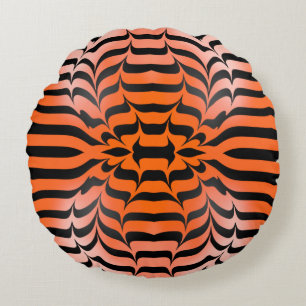 Elegant Psychedelic Oranje Black Tiger Skin Print Rond Kussen