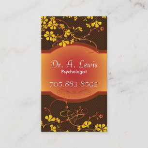 Elegant psycholoog Visitekaartje - Oranje Floral