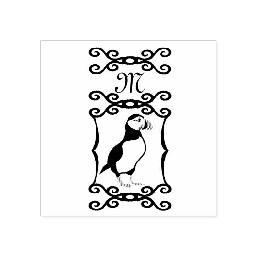 Elegant Puffin in een Frans ijzerLijst Rubberstempel (Afrduk)