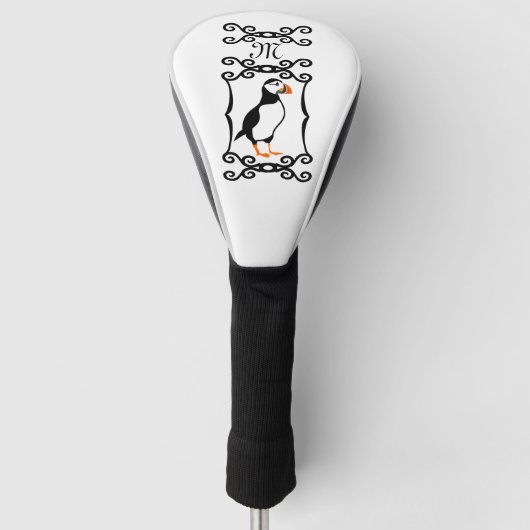 Elegant Puffin in een Frans ijzermonogram van het  Golfheadcover (Voorkant)