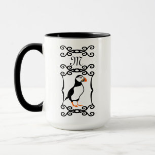 Elegant Puffin in een Frans ijzermonogram van het  Mok
