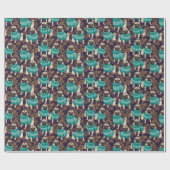 Elegant Pug Dog in Teal Sweater Purple & Gold Cadeaupapier (Vlak)