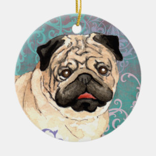 Elegant Pug Keramisch Ornament