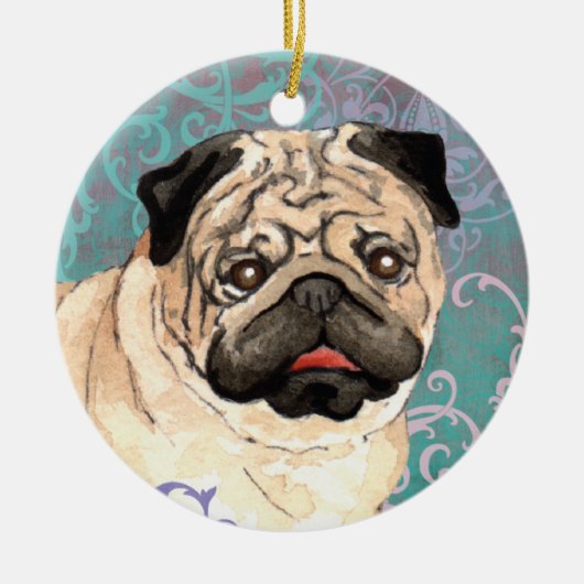 Elegant Pug Keramisch Ornament (Voorkant)