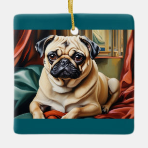 Elegant Pug Portrait Ornament