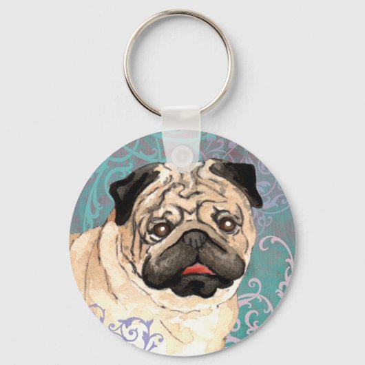 Elegant Pug Sleutelhanger (Voorkant)