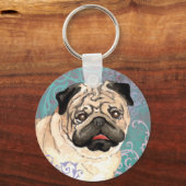 Elegant Pug Sleutelhanger (Voorkant)