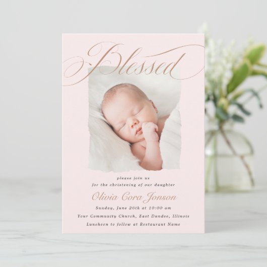 Elegant puin roze pastaafdop foto in kaart (Staand voorkant)