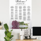 Elegant puistroze roze alfabetisch zetdiagram poster (Thuiskantoor)