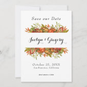 Elegant Pumpkin Autumn Florals Herfst Save The Date (Voorkant)