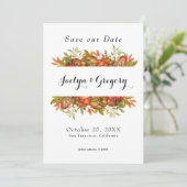 Elegant Pumpkin Autumn Florals Herfst Save The Date (Staand voorkant)