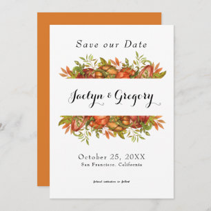 Elegant Pumpkin Autumn Florals Herfst Save The Date