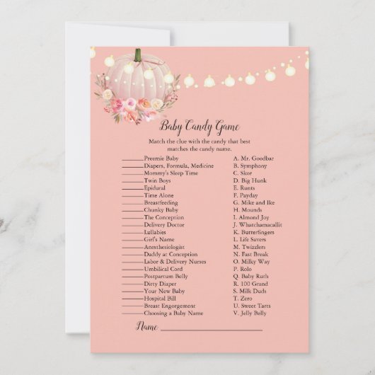 Elegant Pumpkin-Baby Baby shower Kaart (Voorkant)