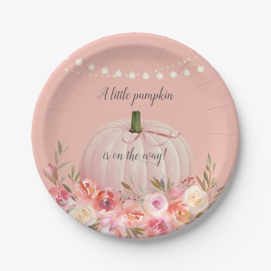 Elegant Pumpkin Baby Girl Shower Papieren Bordje (Voorkant)