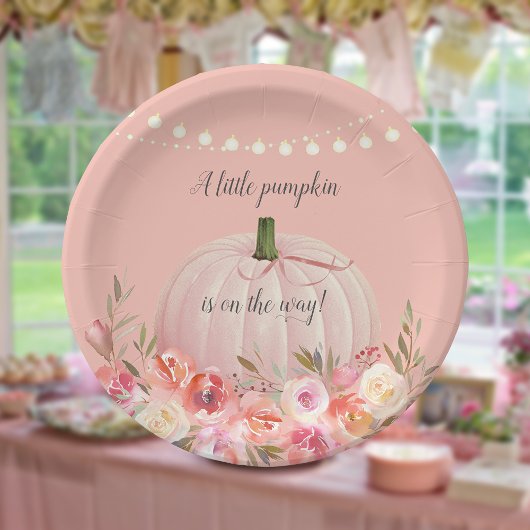 Elegant Pumpkin Baby Girl Shower Papieren Bordje