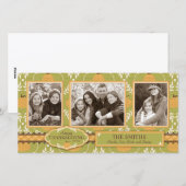 Elegant Pumpkin Damask Print voor Thanksgiving Feestdagenkaart (Voorkant / Achterkant)