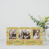 Elegant Pumpkin Damask Print voor Thanksgiving Feestdagenkaart (Staand voorkant)