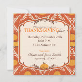 Elegant Pumpkin Damask Print voor Thanksgiving Kaart (Achterkant)