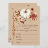 Elegant Pumpkin Fall Floral Invitation Kaart (Voorkant / Achterkant)