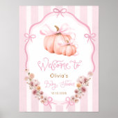 Elegant Pumpkin Fall Girl Baby Shower Welcome Poster (Voorkant)