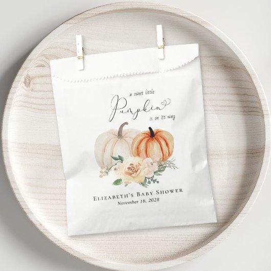 Elegant Pumpkin Floral Baby shower Bedankzakje