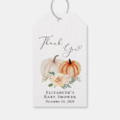 Elegant Pumpkin Floral Baby shower Cadeaulabel (Achterkant)