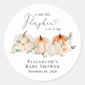 Elegant Pumpkin Floral Baby shower Ronde Sticker (Voorkant)