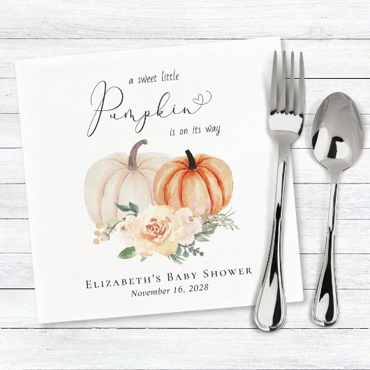 Elegant Pumpkin Floral Baby shower Servet