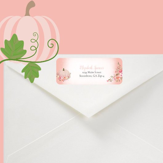 Elegant Pumpkin Floral Return Address Etiket