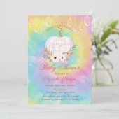 Elegant Pumpkin, Floral Tie Dye Baby shower Kaart (Staand voorkant)