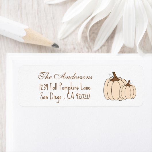 Elegant Pumpkin Herfst Return Address Labels (Insitu)