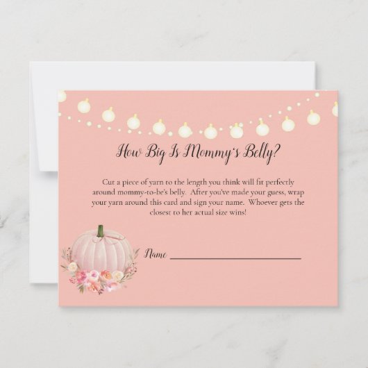 Elegant Pumpkin Mam's Belly Size Baby shower Game Kaart (Voorkant)